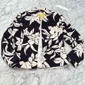Flores & Flores Women's Floral Hawaiian Print Silk Blazer Jacket Set Size 8